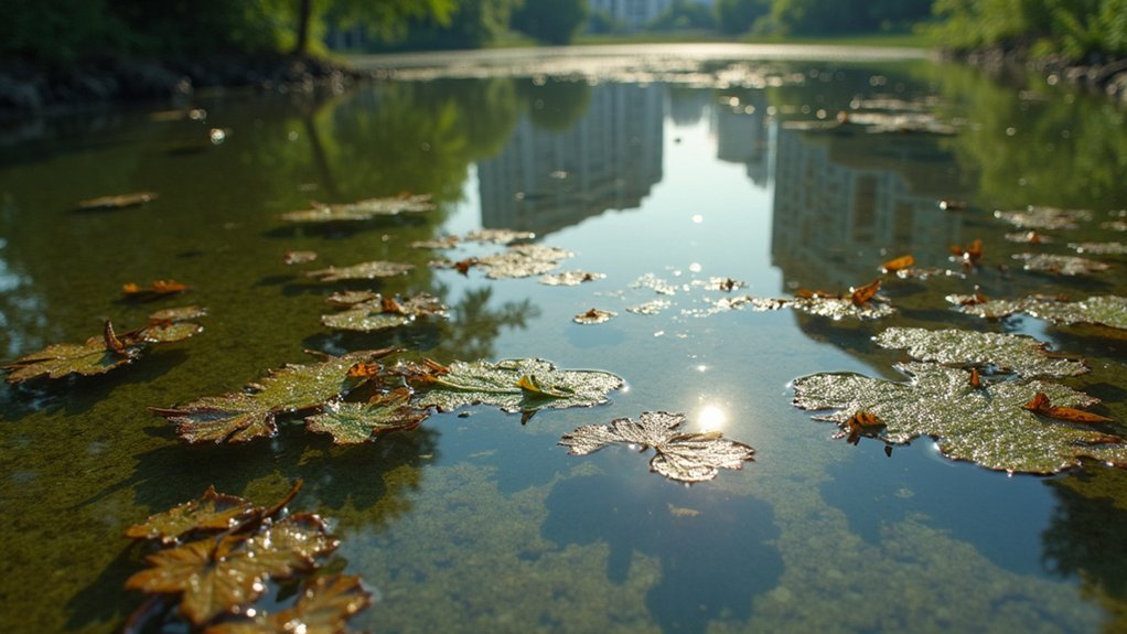 contaminated urban pond water