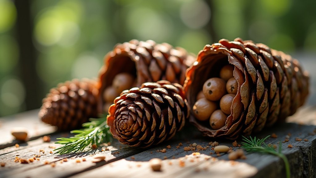 extracting nuts from cones