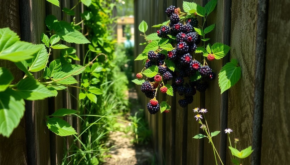 fenced berry patch pathways