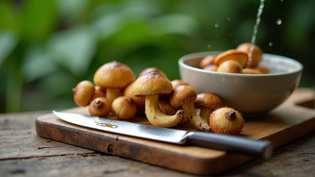 harvest clean cook mushrooms