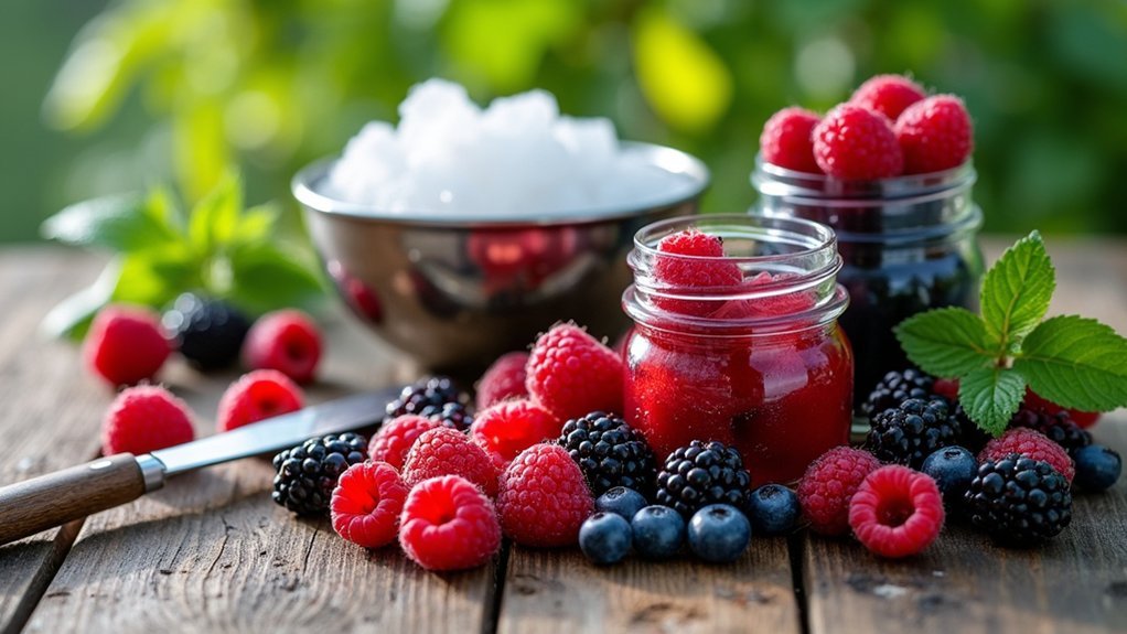 harvesting fresh wild berries