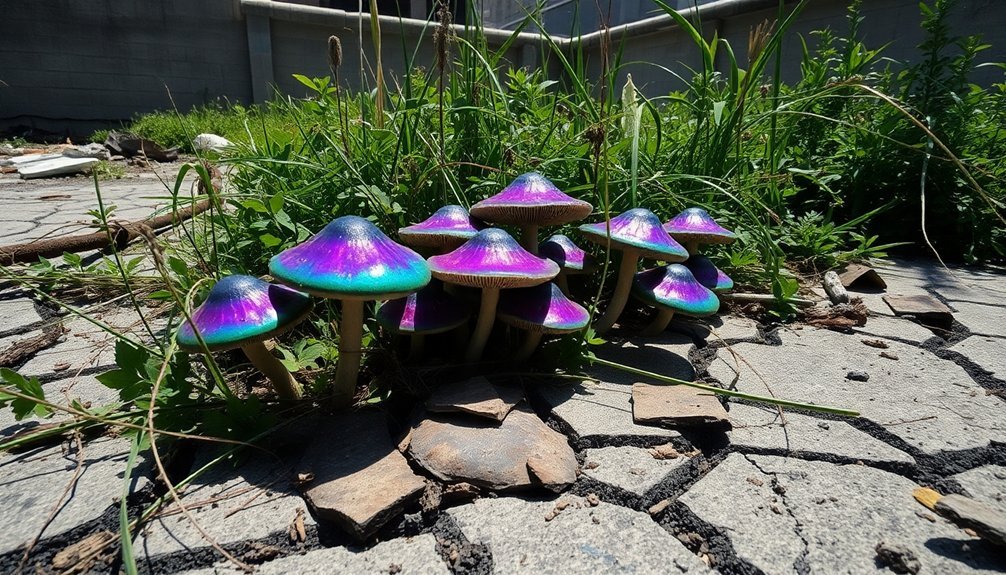 mushrooms flourish in abandoned lots