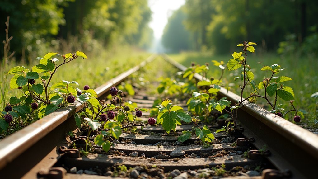 nature reclaiming old tracks