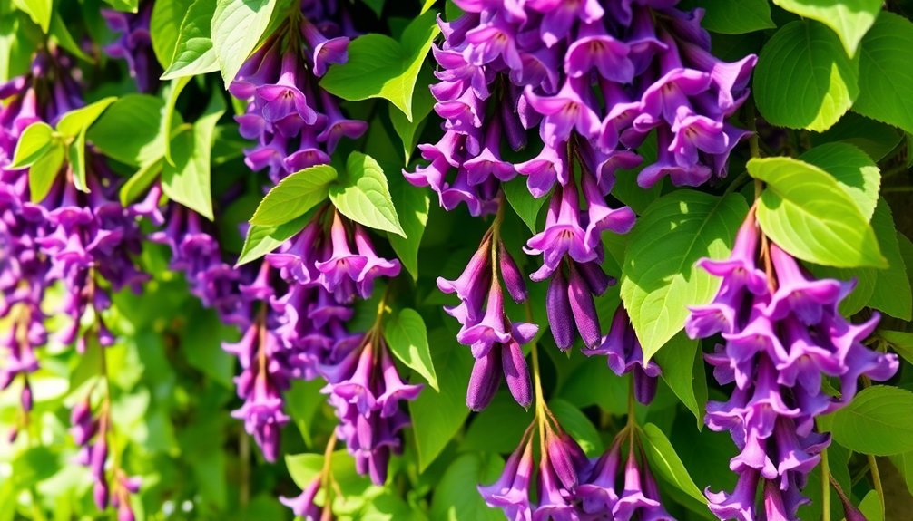 purple flowers bean pods