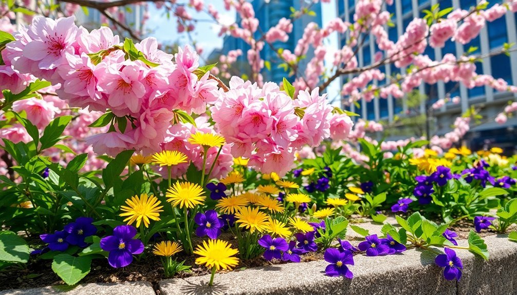 springtime blooms in cities