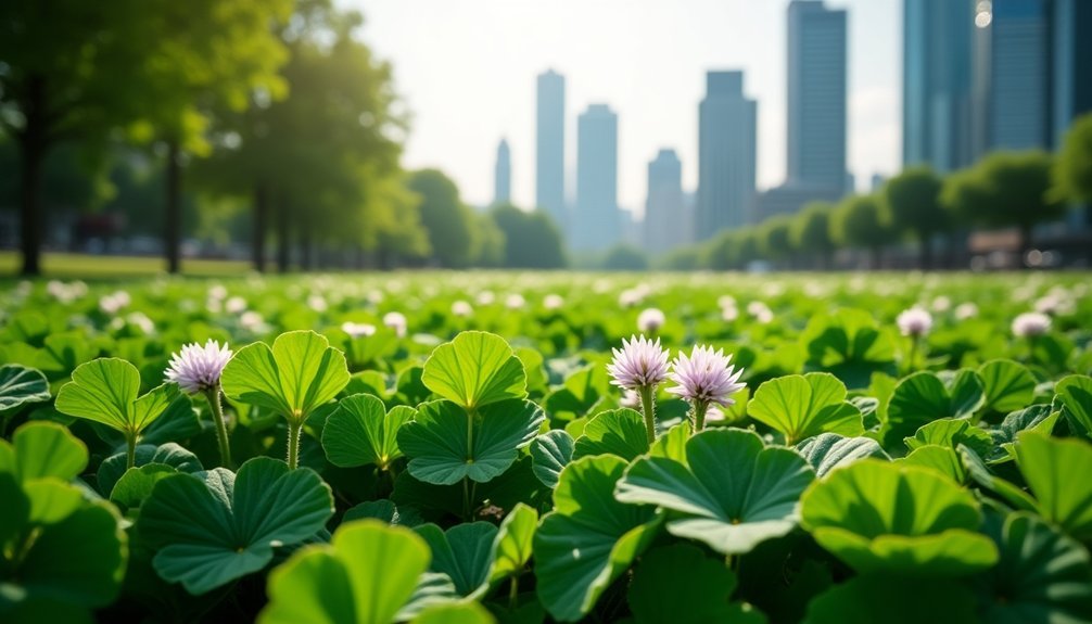 urban green clover fields