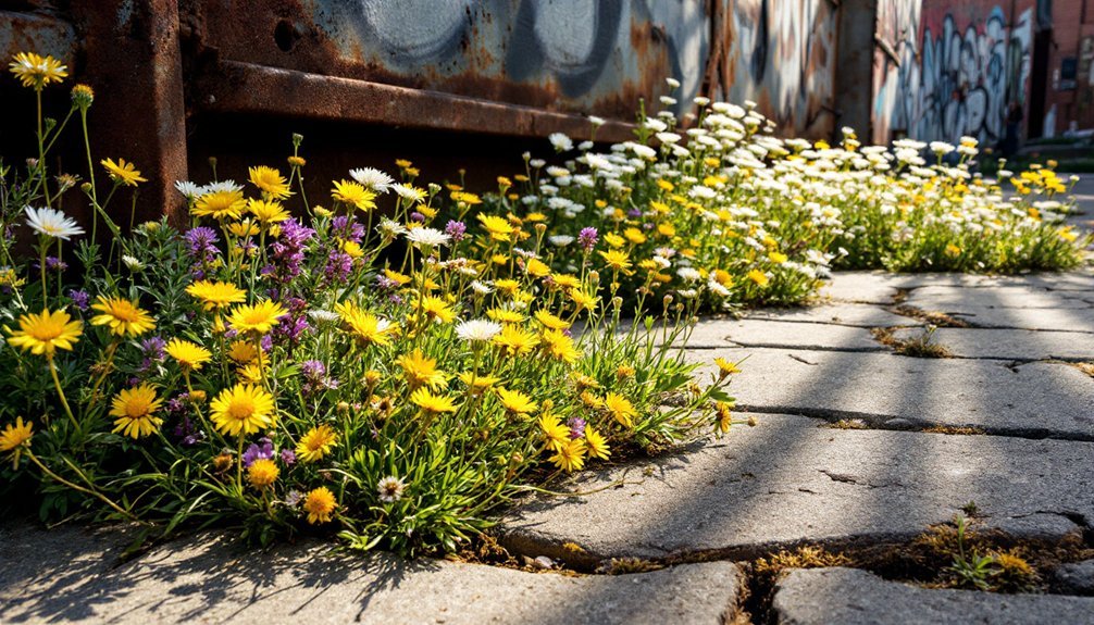 wildflowers in abandoned lots